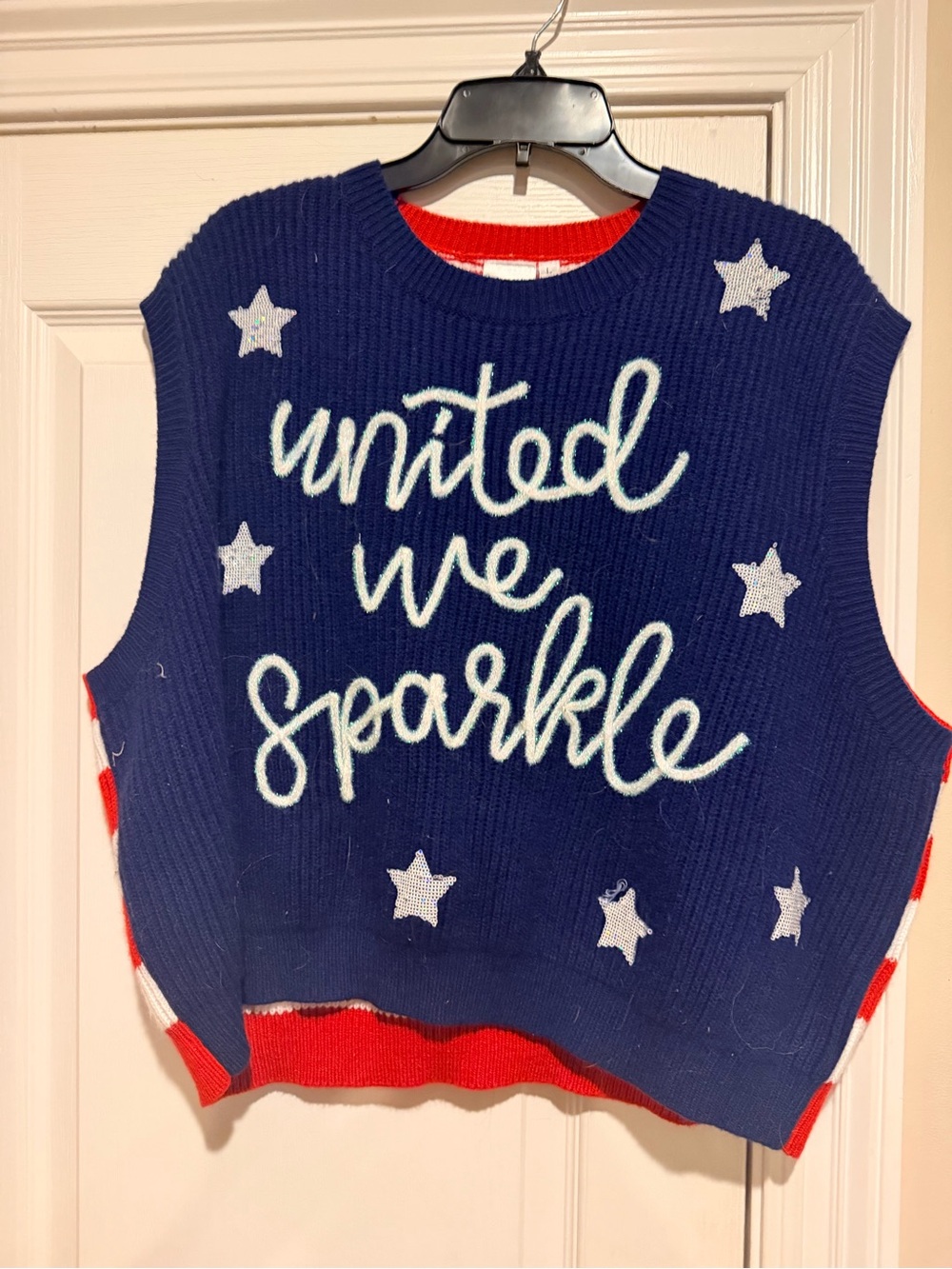 Queen of Sparkles "United We Sparkle" Sweater Vest - Size Large